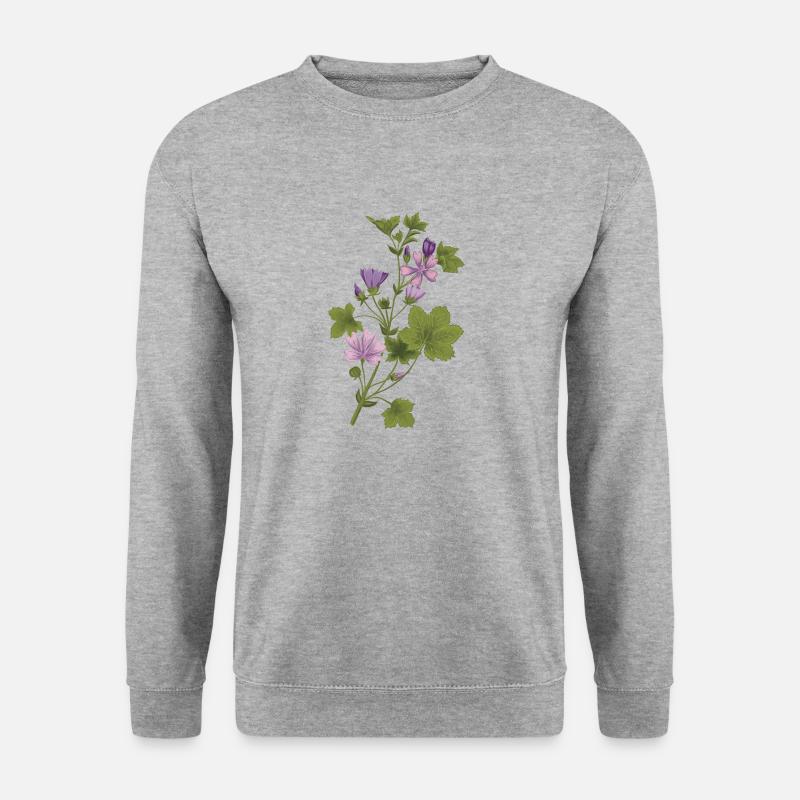 Wilde Malve - Unisex Pullover - Weißgrau meliert