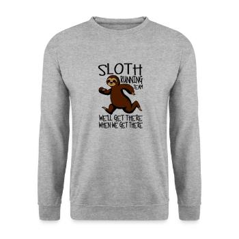 Sloth Running - Unisex Sweatshirt - salt & pepper - Front - Alina (178cm) & Michal (187cm)