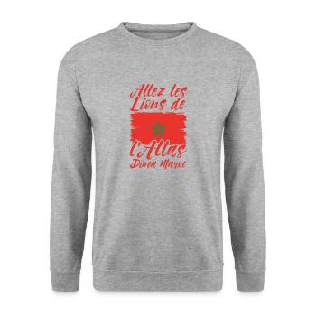 Coupe du Monde Maroc Morocco Maghreb المملكة المغر - Sweat-shirt Unisexe - gris chiné - Devant - Alina (178cm) & Michal (187cm)