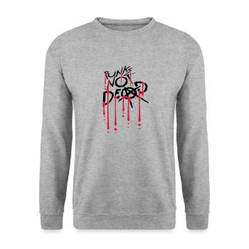 punks not dead Zitat - Unisex Pullover - Weißgrau meliert - Vorne - Alina (178cm) & Michal (187cm)