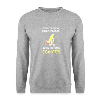 Alter Mann Stuntscooter - Freestyle Sportliches - Unisex Pullover - Weißgrau meliert - Vorne - Alina (178cm) & Michal (187cm)
