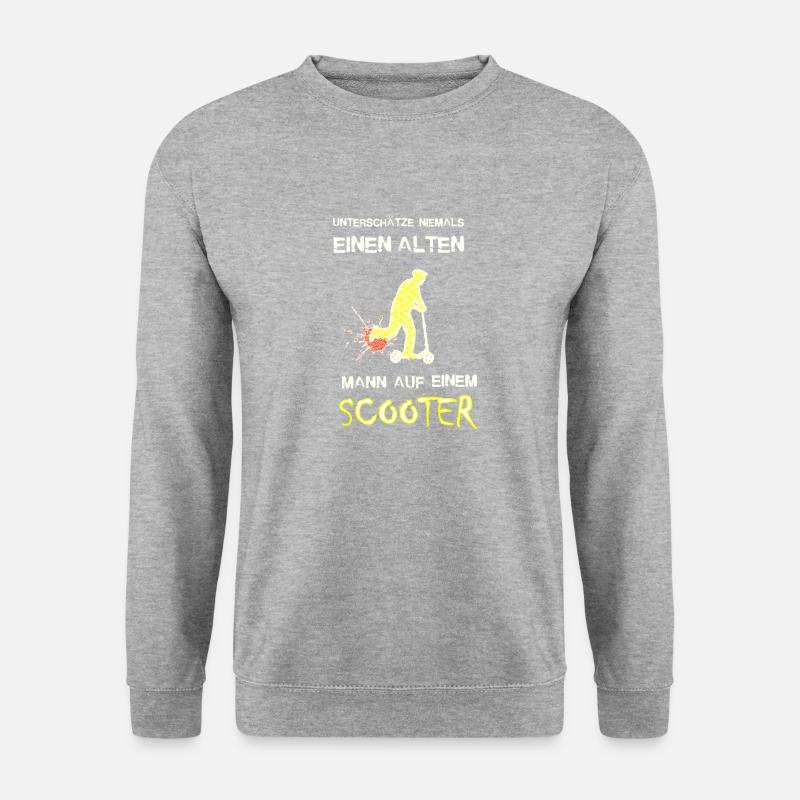 Alter Mann Stuntscooter - Freestyle Sportliches - Unisex Pullover - Weißgrau meliert