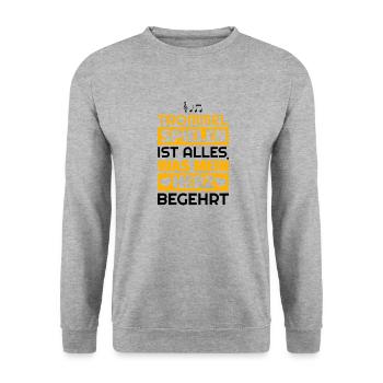 Trommel Geschenke - Unisex Pullover - Weißgrau meliert - Vorne - Alina (178cm) & Michal (187cm)