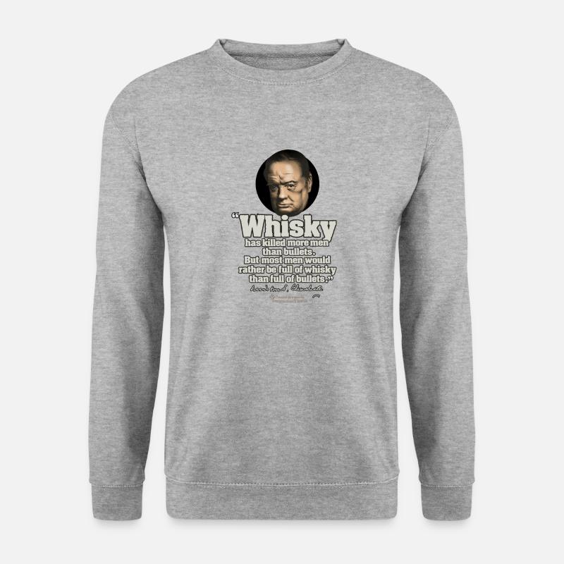 Whisky Zitat von Winston Churchill - Unisex Pullover - Weißgrau meliert