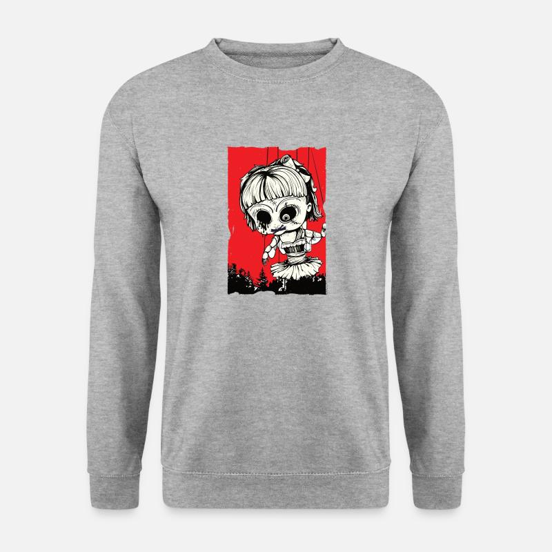 Puppe über Wald - Unisex Pullover - Weißgrau meliert