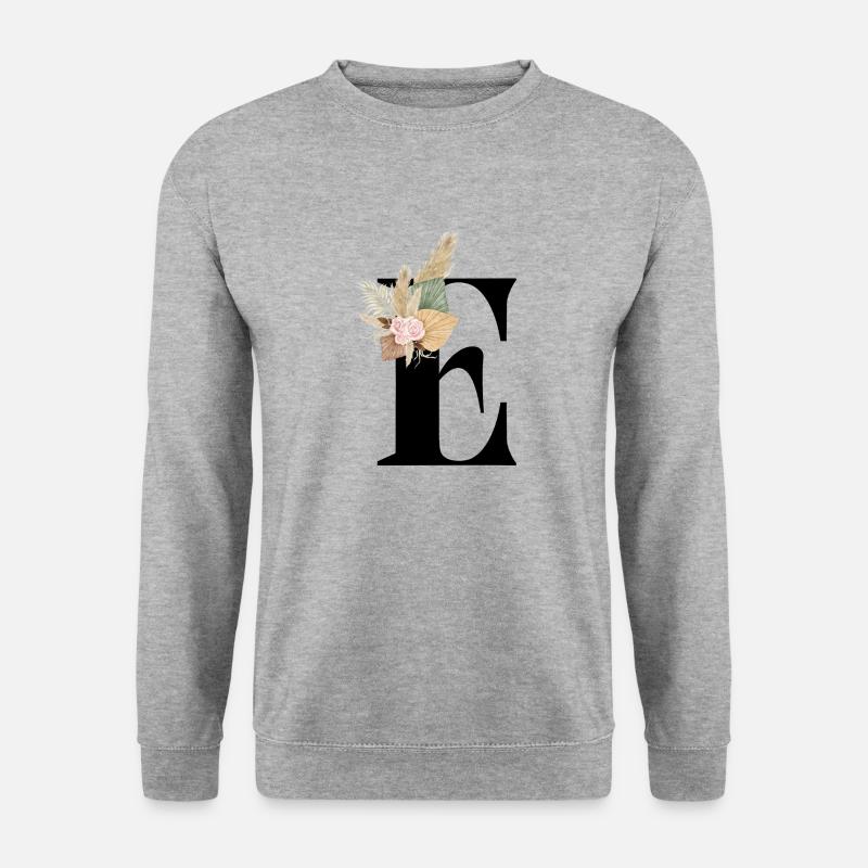 blumiger Buchstabe E - Unisex Pullover - Weißgrau meliert