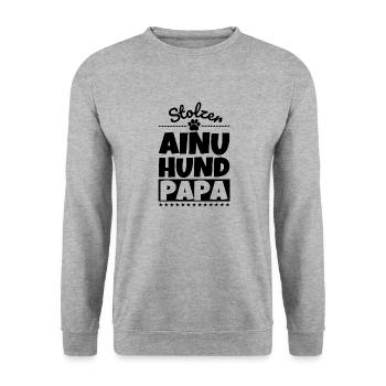 Ainu-Hund lustig Herrchen Hund - Unisex Pullover - Weißgrau meliert - Vorne - Alina (178cm) & Michal (187cm)