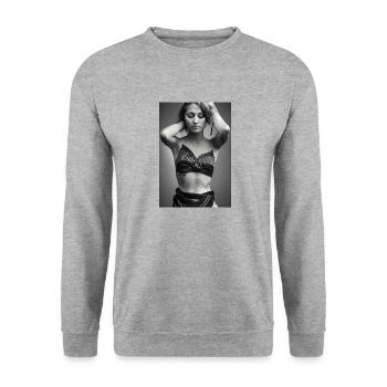 Außergewöhnliche Frau - Unisex Pullover - Weißgrau meliert - Vorne - Alina (178cm) & Michal (187cm)