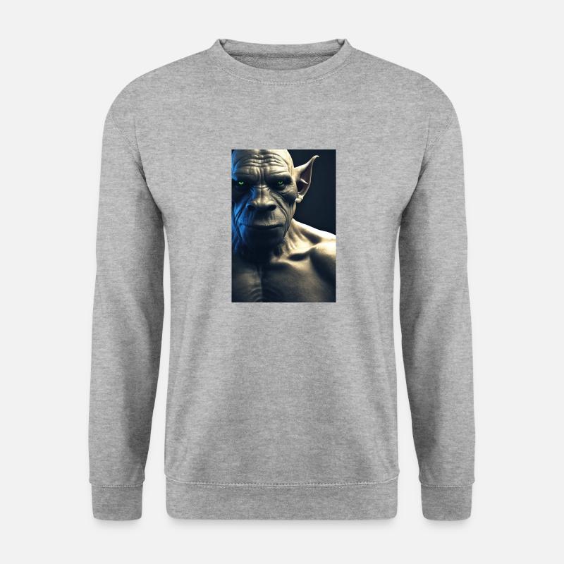Portrait von einem Orc - Unisex Pullover - Weißgrau meliert