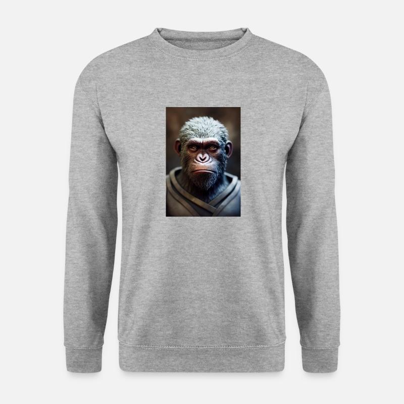 Affe - Unisex Pullover - Weißgrau meliert