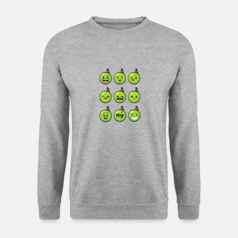 9 Weihnachtskugeln #4/10 Grün - Unisex Pullover - Weißgrau meliert