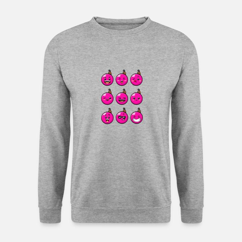 9 Weihnachtskugeln #7/10 Pink - Unisex Pullover - Weißgrau meliert