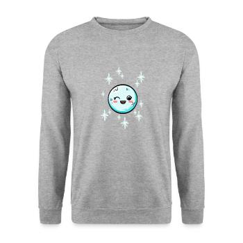 Schneeball #4/9 - Unisex Pullover - Weißgrau meliert - Vorne - Alina (178cm) & Michal (187cm)