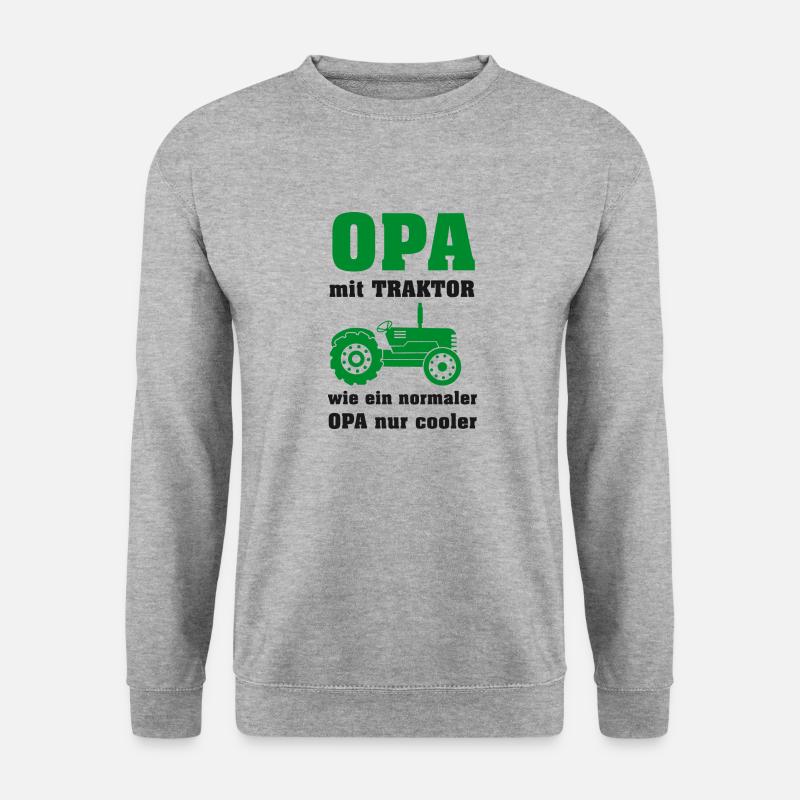 Opa mit Traktor - Unisex Pullover - Weißgrau meliert
