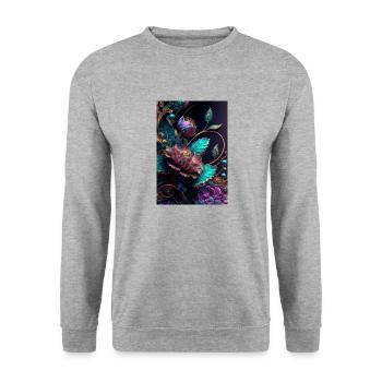 Digital art de fleur - Sweat-shirt Unisexe - gris chiné - Devant - Alina (178cm) & Michal (187cm)