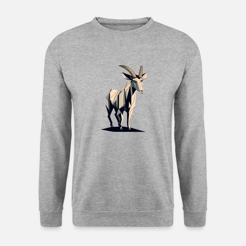 Geometrische Ziege - Unisex Pullover - Weißgrau meliert