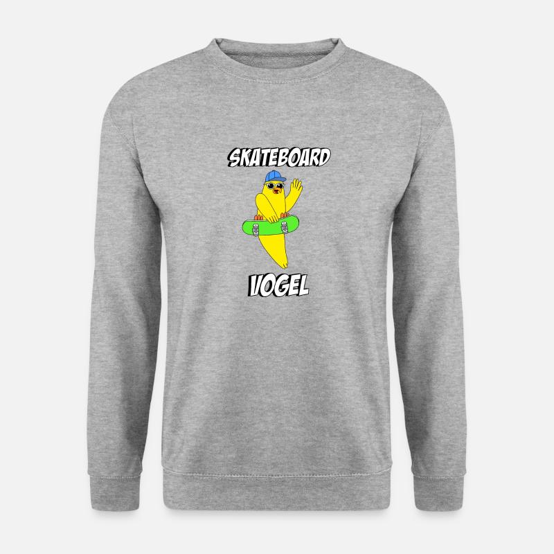 Skateboard Vogel - Unisex Pullover - Weißgrau meliert