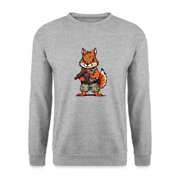 Eichhörnchen bis an die Zähne bewaffnet - Unisex Pullover - Weißgrau meliert - Vorne - Alina (178cm) & Michal (187cm)