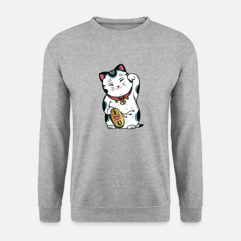 Katze - Unisex Pullover - Weißgrau meliert