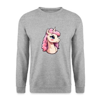 Bébé licorne - Sweat-shirt Unisexe - gris chiné - Devant - Alina (178cm) & Michal (187cm)