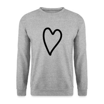 Herz einfach - Unisex Pullover - Weißgrau meliert - Vorne - Alina (178cm) & Michal (187cm)