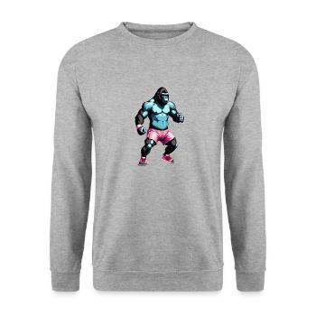 Boxe Boxeur Gorille - Sweat-shirt Unisexe - gris chiné - Devant - Alina (178cm) & Michal (187cm)