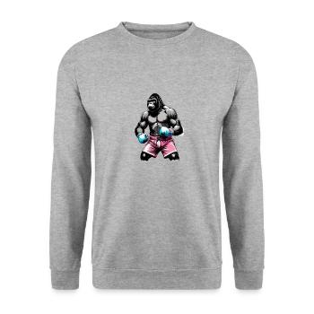 Boxe Boxeur Gorille - Sweat-shirt Unisexe - gris chiné - Devant - Alina (178cm) & Michal (187cm)
