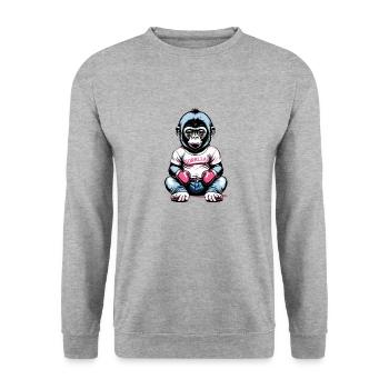 Boxing Gorilla Boxer - Unisex Sweatshirt - salt & pepper - Front - Alina (178cm) & Michal (187cm)