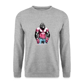 Gorille Boxeur Boxe - Sweat-shirt Unisexe - gris chiné - Devant - Alina (178cm) & Michal (187cm)