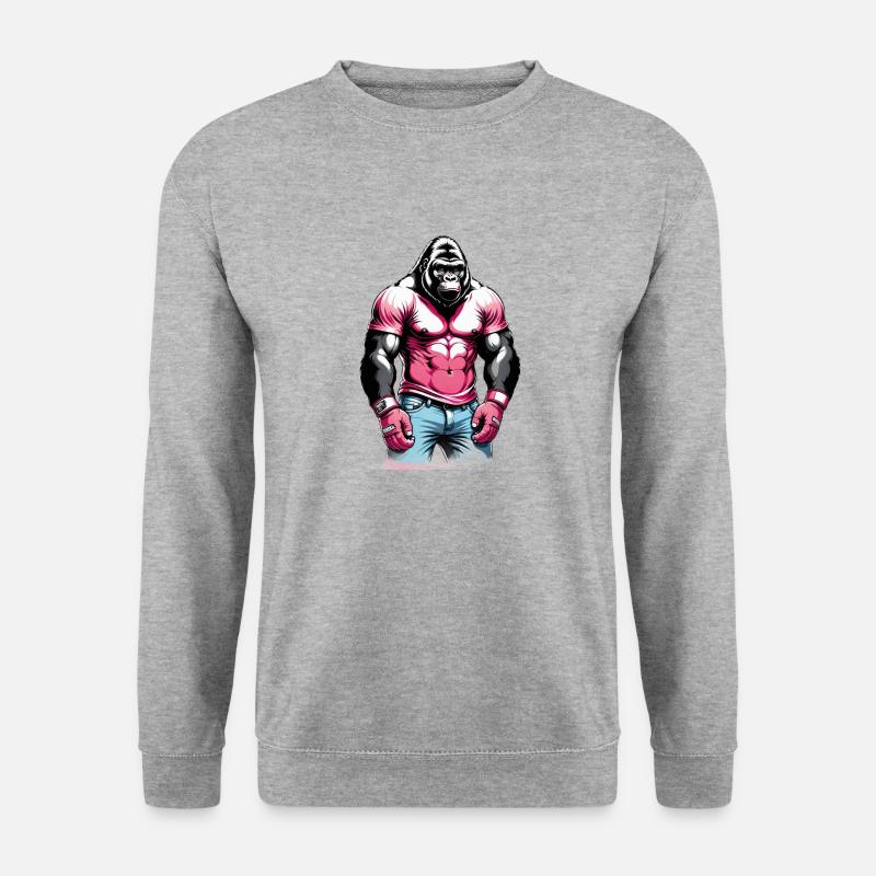Gorilla Boxer Boxen - Unisex Pullover - Weißgrau meliert