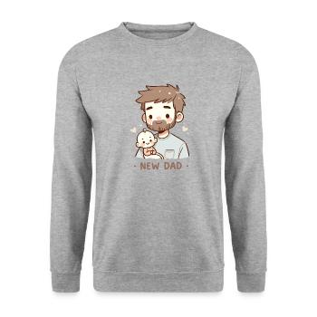 New Dad & Baby - Paternal Tenderness - Unisex Sweatshirt - salt & pepper - Front - Alina (178cm) & Michal (187cm)