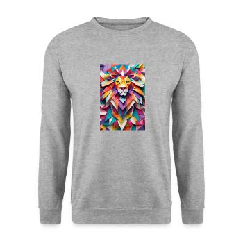 Lion - Golden Monarch of the Meadow - Unisex Sweatshirt - salt & pepper - Front - Alina (178cm) & Michal (187cm)