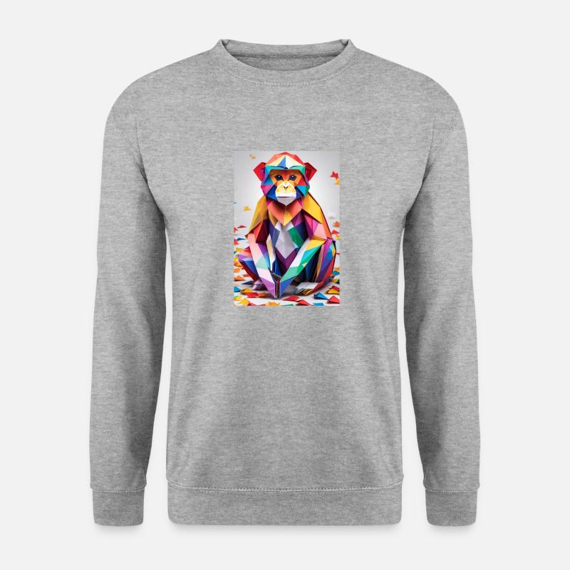 Regenbogen-Affe - Unisex Pullover - Weißgrau meliert