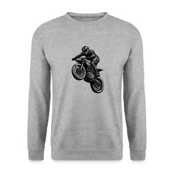 Motorrad Rennsport Offroad Sprung Geländefahrt - Unisex Pullover - Weißgrau meliert - Vorne - Alina (178cm) & Michal (187cm)
