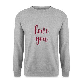 Je t’aime - Sweat-shirt Unisexe - gris chiné - Devant - Alina (178cm) & Michal (187cm)