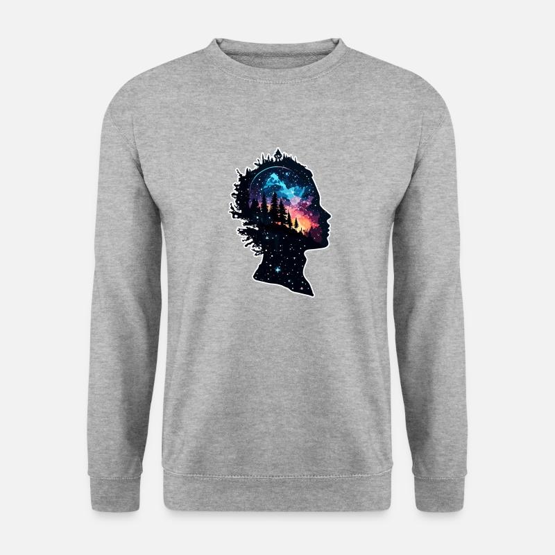 Silhouette / Wald / Porträt / Bäume / Person - Unisex Pullover - Weißgrau meliert