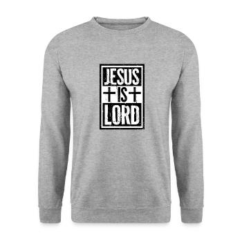 Jésus est Seigneur Croyez Croix Christ Foi Chrétien - Sweat-shirt Unisexe - gris chiné - Devant - Alina (178cm) & Michal (187cm)