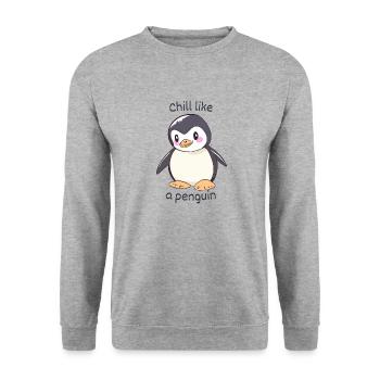 Chill like a Penguin - Unisex Sweatshirt - salt & pepper - Front - Alina (178cm) & Michal (187cm)