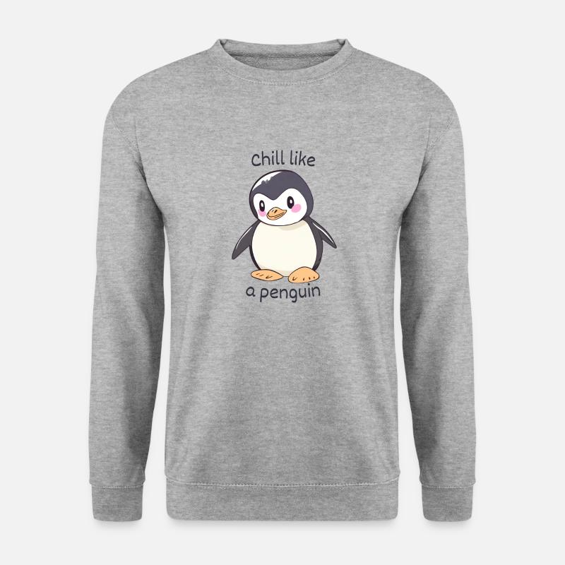 Chill like a Penguin - Unisex Pullover - Weißgrau meliert