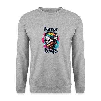 Kopfhörer / Audio / Musik / Klang / cool - Unisex Pullover - Weißgrau meliert - Vorne - Alina (178cm) & Michal (187cm)
