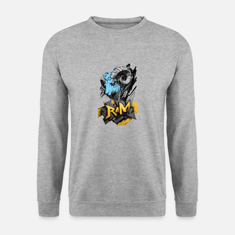 Widder, Widder-Zeichen - Unisex Pullover - Weißgrau meliert
