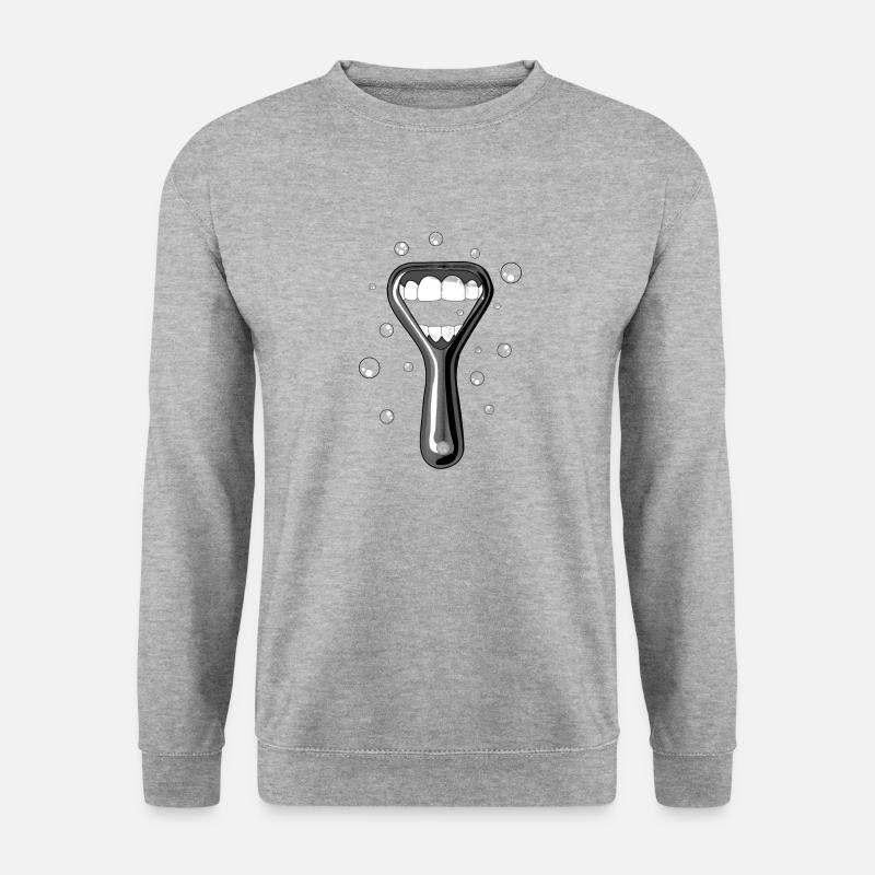 Flaschenoeffner - Unisex Pullover - Weißgrau meliert