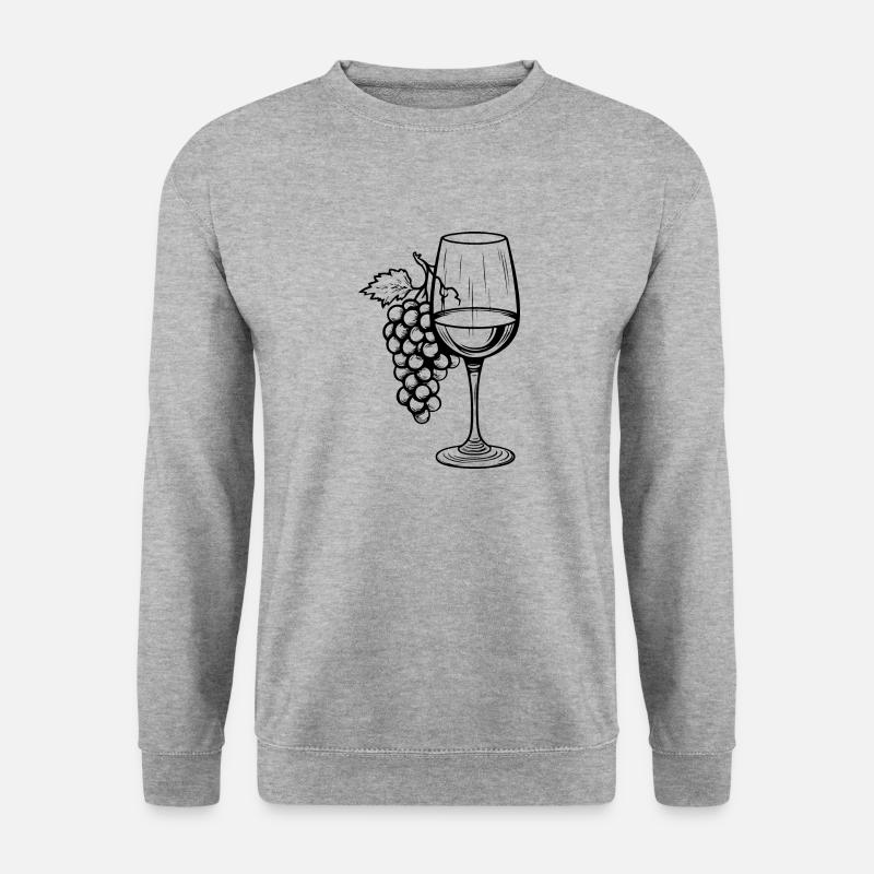 Weinglas Trauben Wein - Unisex Pullover - Weißgrau meliert