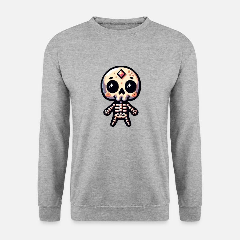 Pixelart-Skelett - Unisex Pullover - Weißgrau meliert