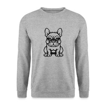 bulldogg hund comic - Unisex Pullover - Weißgrau meliert - Vorne - Alina (178cm) & Michal (187cm)