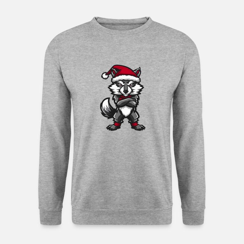 Wolf Weihnachten - Unisex Pullover - Weißgrau meliert