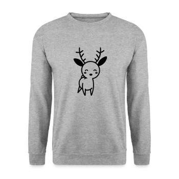 Hirsch - Unisex Pullover - Weißgrau meliert - Vorne - Alina (178cm) & Michal (187cm)