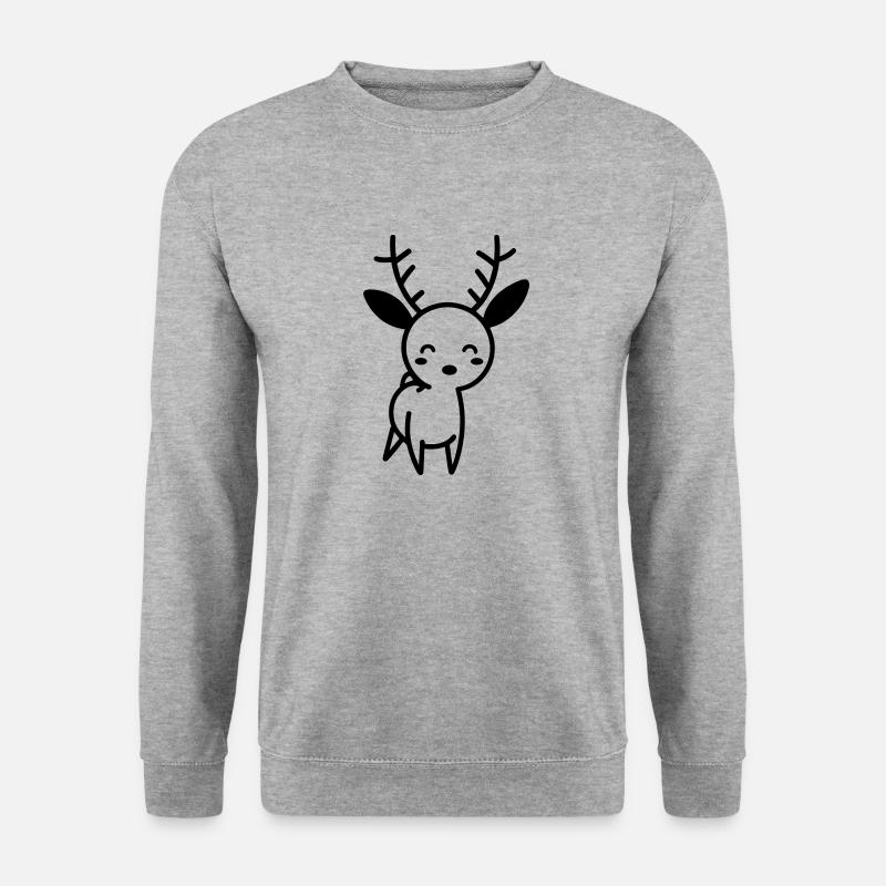 Hirsch - Unisex Pullover - Weißgrau meliert