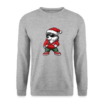 Husky Chien Noël Noël - Sweat-shirt Unisexe - gris chiné - Devant - Alina (178cm) & Michal (187cm)