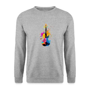 Buntes Violine Musik - Unisex Pullover - Weißgrau meliert - Vorne - Alina (178cm) & Michal (187cm)